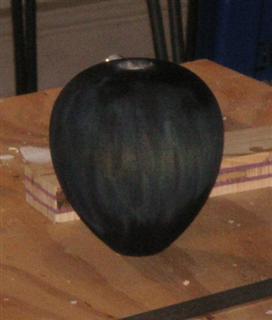Ebonised hollow form waiting for top and base